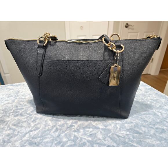 COACH Ava Satchel Purse Handbag Tote - Navy w/Gold Hardware - EUC - Picture 2 of 11